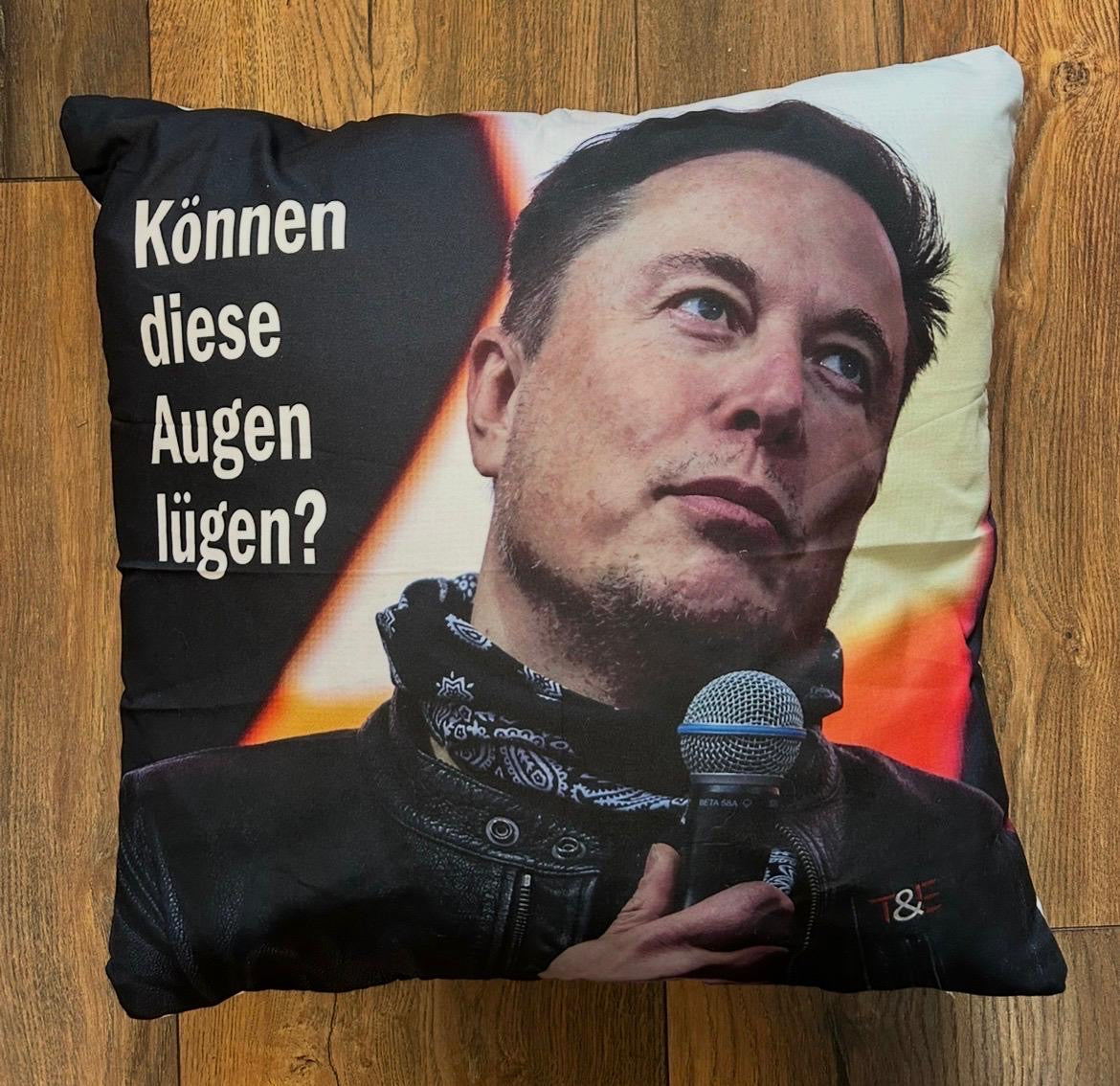 Kissen mit Schriftzug: Können diese Augen lügen?