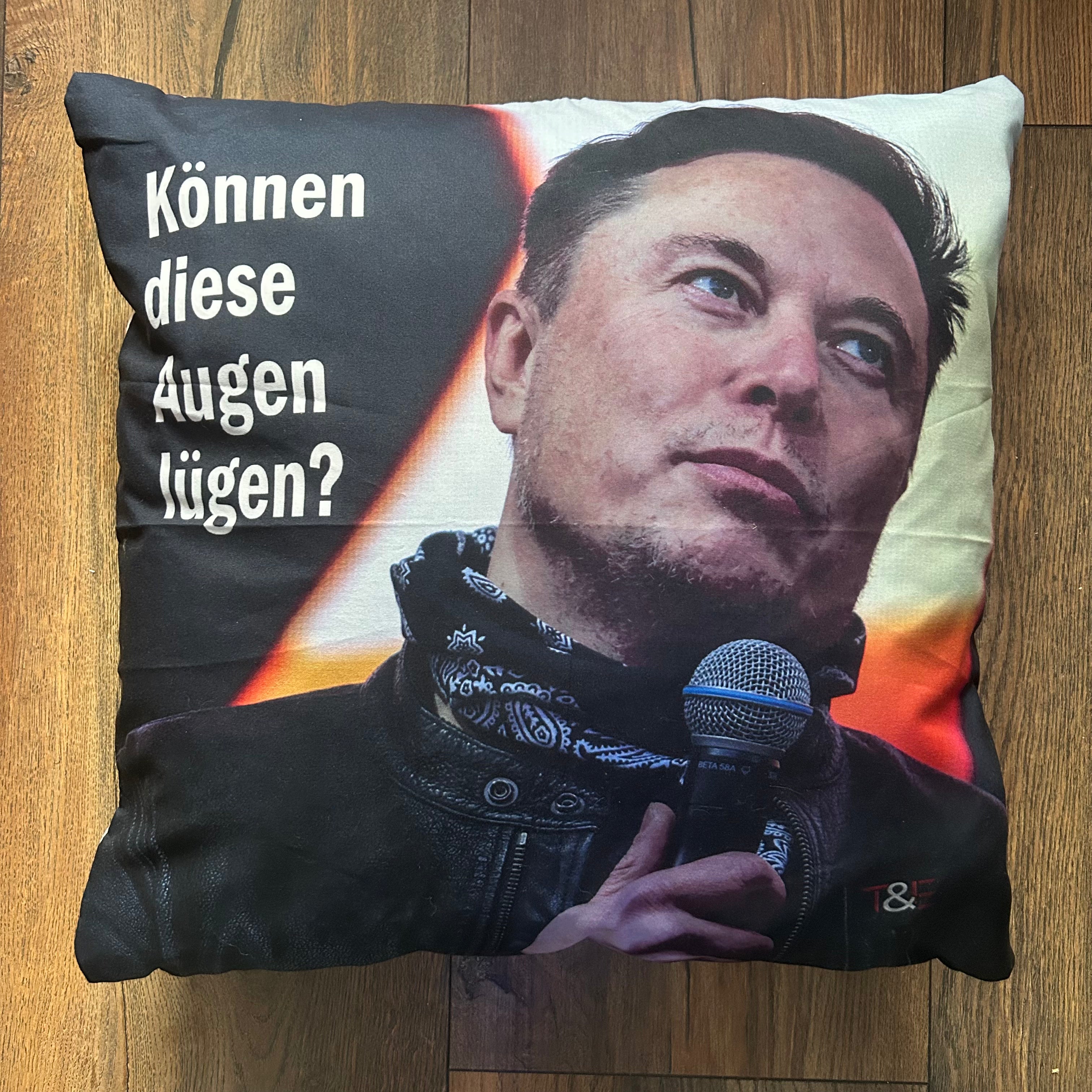 Kissen mit Schriftzug: Können diese Augen lügen?